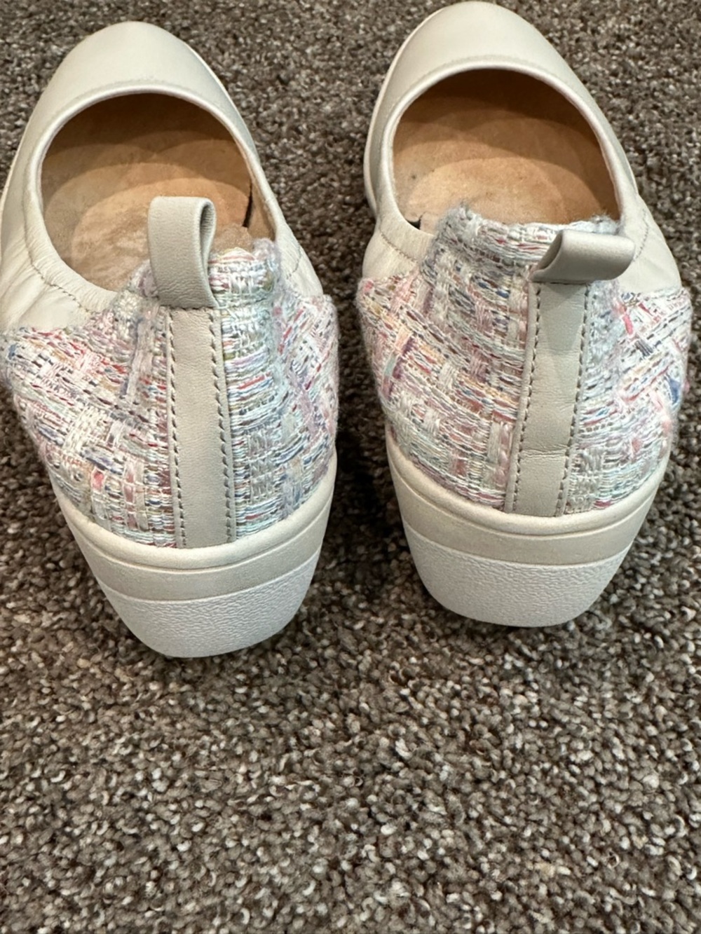NWOB Vionic Jacey Leather Wedge Flats Cream Multi Tweed Back Accent Size 7 - Picture 4 of 6